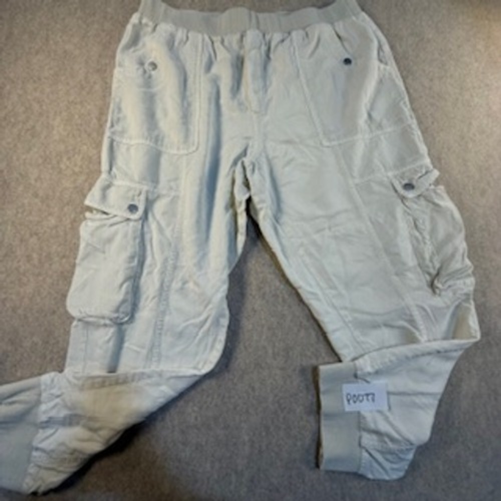 Anthropologie Cargo Jogger Pants Bone White Lyocell Ribbed Cuff OB1698282‎